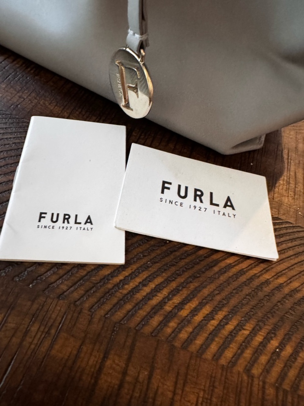 Furla gray Italian leather tote bag gold hardware - Picture 14 of 17